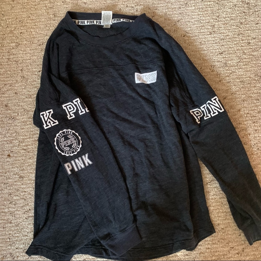 PINK Victoria’s Secret Dark Gray and White Sweater